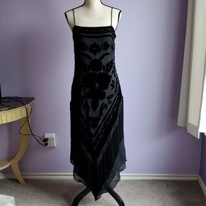 Black Silk and crushed velvet cocktail dress.